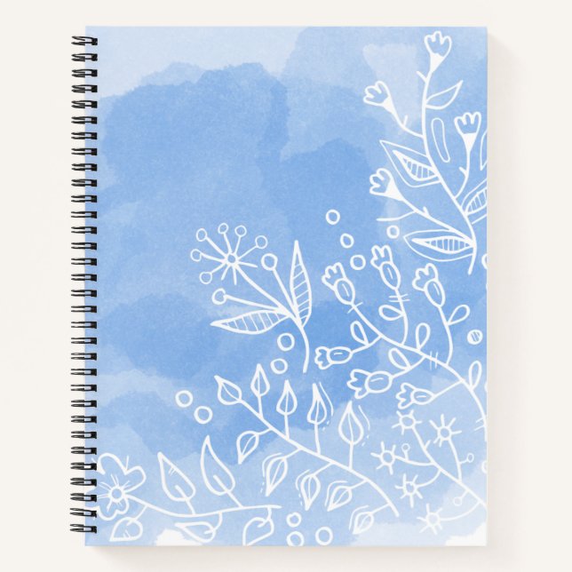 Cuaderno Color de agua blanco y azul (Anverso)