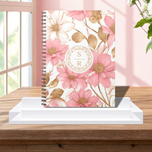 Cuaderno Color de agua del logotipo del monograma botánico