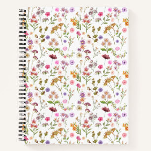 Cuaderno color de agua floral- rosa, púrpura, verde