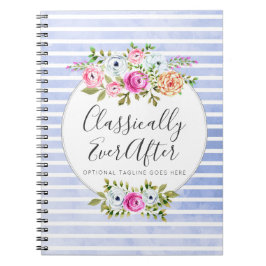 Cuaderno Color de agua floral rústico raya moderna Shabby C
