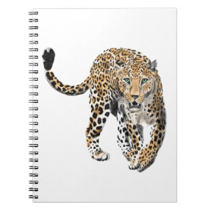 Cuaderno color de agua leopardo jungla gato pintado de verd