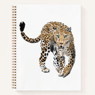 Cuaderno color de agua leopardo jungla gato pintado de verd