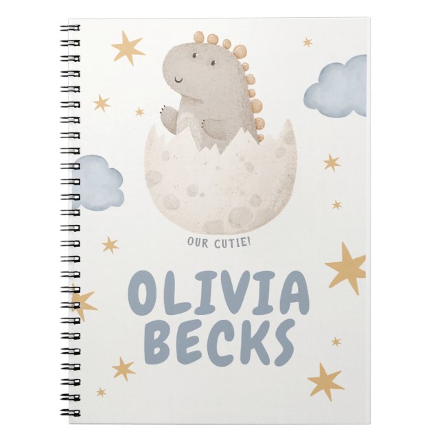 Cuaderno Color de agua pastel Baby Shower ilustrativo (Frente)