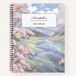 Cuaderno Color de agua Pastel de flores de cerezo personali
