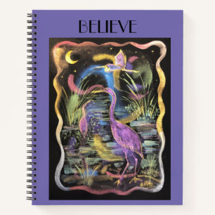 Cuaderno Color de agua pintado a mano Púrpura Egrets Cree