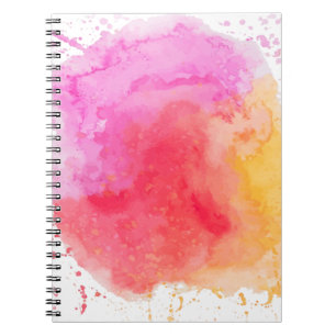 Cuaderno Color de agua rosa naranja rojo nublado