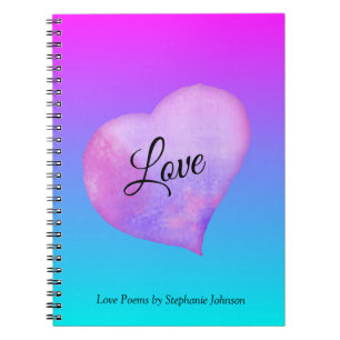 Cuaderno Color de agua rosa y azul amor al corazón