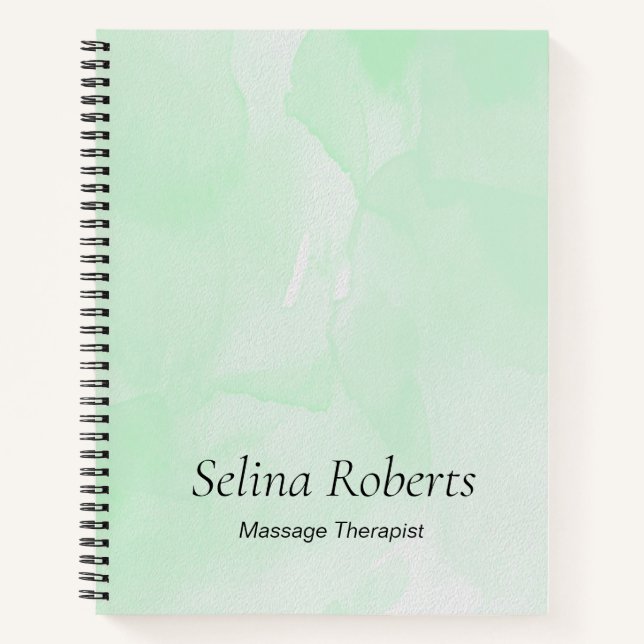 Cuaderno Color de agua verde de nombre personalizado (Anverso)