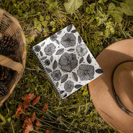 Cuaderno Color de agua y flores de tinta - blanco y negro