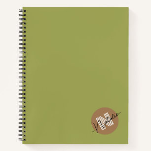 Cuaderno Color de oliva simple y elegante monogramado