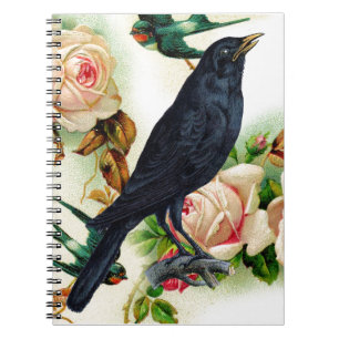 Cuaderno color de rosa del valor del cuervo