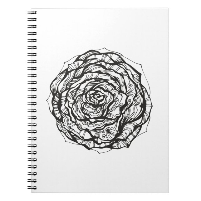 Cuaderno Color de rosa ornamental abstracto (Frente)