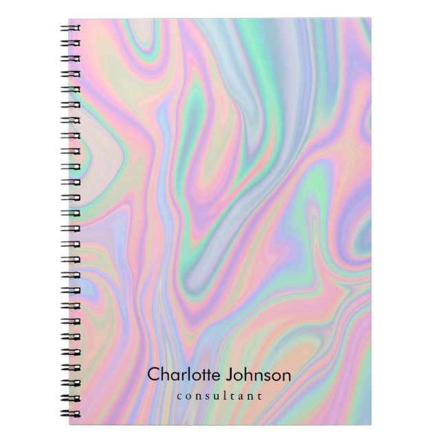 Cuaderno Color del pastel iridiscente líquido personalizado (Frente)