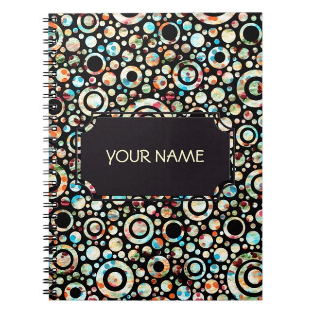 Cuaderno Color Dots & Circle Pattern + your text & backgr. (Frente)