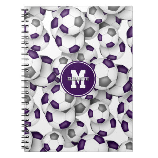 Cuaderno color gris morado de los colores de los equipos de