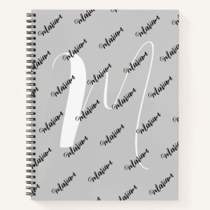 Cuaderno Color gris plateado de moda - Monograma nombre ini