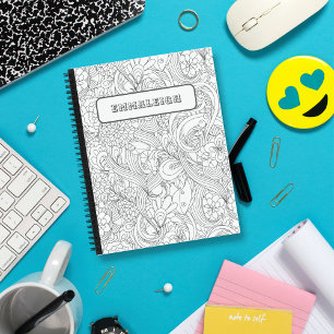 Cuaderno Color Me In Camellia Flower Pattern