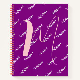 Cuaderno Color Morado Moderno - Monograma de Nombre Inicial