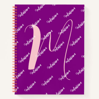 Cuaderno Color Morado Moderno - Monograma de Nombre Inicial