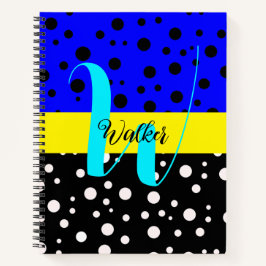 Cuaderno Color negro y azul estético - Nombre Monogramado