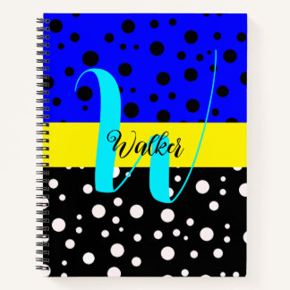 Cuaderno Color negro y azul estético - Nombre Monogramado