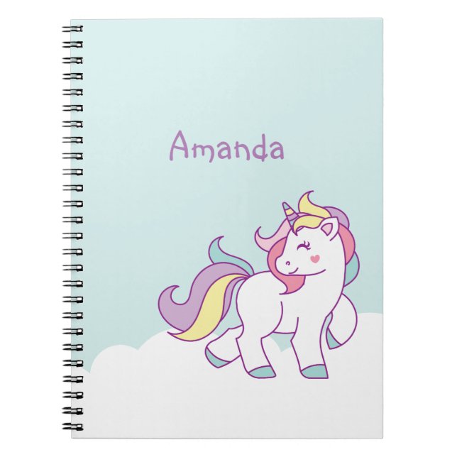 Cuaderno Color pastel unicornio magico personalizado (Frente)