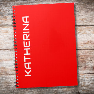 Cuaderno Color rojo sólido Nombre blanco clásico