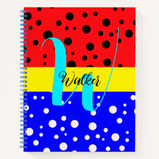 Cuaderno Color rojo y azul estético - Nombre Monogramado