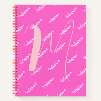 Cuaderno Color Rosa Girly Rose - Nombre Inicial Monogramado