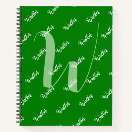 Cuaderno Color verde de moda - Nombre inicial Monogramado