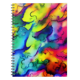 Cuaderno Colores arcoiris pintura de acuarela abstracta