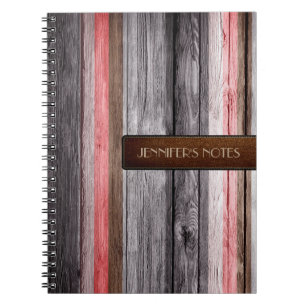 Cuaderno Colores Cálidos Madera Aspecto de Cuero Elegante #