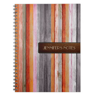 Cuaderno Colores cálidos Madera Elegante Cuero Aspecto #10