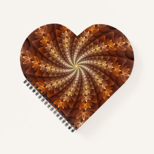 Cuaderno Colores Cálidos, Patrón de Arte Fractal Moderno Al