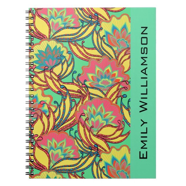 Cuaderno Colores caribeños Boho Floral personalizada (Frente)