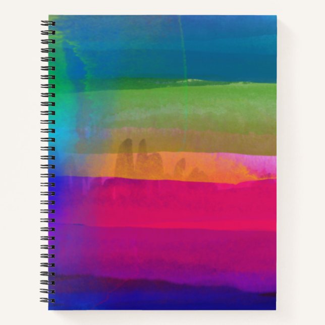 Cuaderno Colores de arcoiris de acuarela abstracta (Anverso)