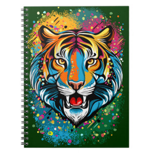 Cuaderno Colores de arcoíris de cabeza de tigre pintan manc