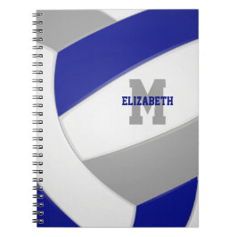 Cuaderno colores de equipo gris azul voleibol personalizado