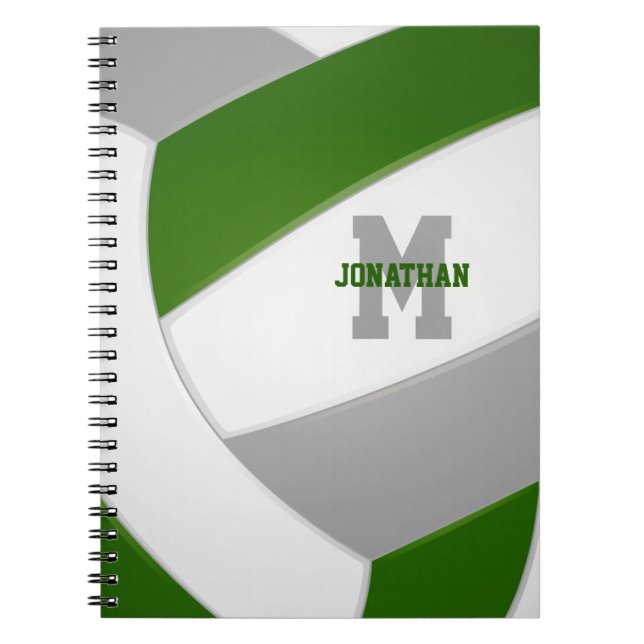 Cuaderno colores de equipo gris verde chicas voleibol mascu (Frente)