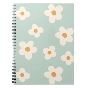Cuaderno Colores de Pastel de patrón verde floral de la mar