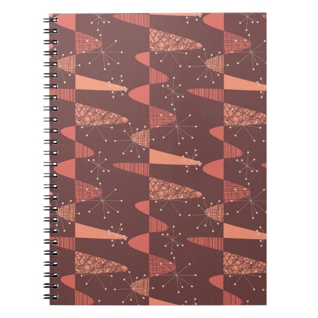 Cuaderno Colores de terracota ondas y estrellas patrón sin  (Frente)