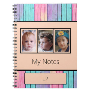Cuaderno Colores de unicornio 3 foto iniciales melocotón