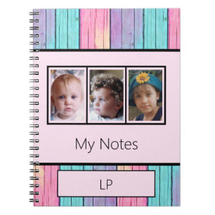 Cuaderno Colores de unicornio 3 foto iniciales rosa
