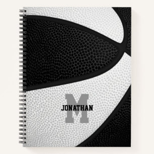Cuaderno colores del equipo de baloncesto blanco negro pers