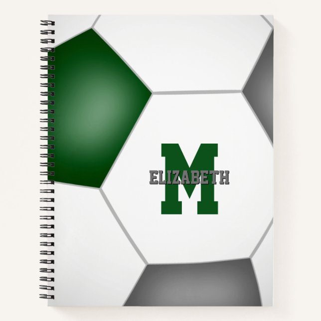 Cuaderno colores del equipo de fútbol gris verde personaliz (Anverso)
