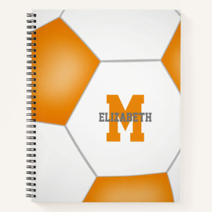 Cuaderno colores del equipo de fútbol naranja blanco monogr