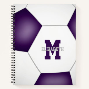 Cuaderno colores del equipo de fútbol púrpura blanco monogr