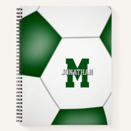 Cuaderno colores del equipo de fútbol verde blanco monogram
