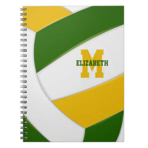 Cuaderno colores del equipo de oro verde chicas de voleibol