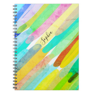 Cuaderno Colores diagonales, nombre, arte abstracto de 70